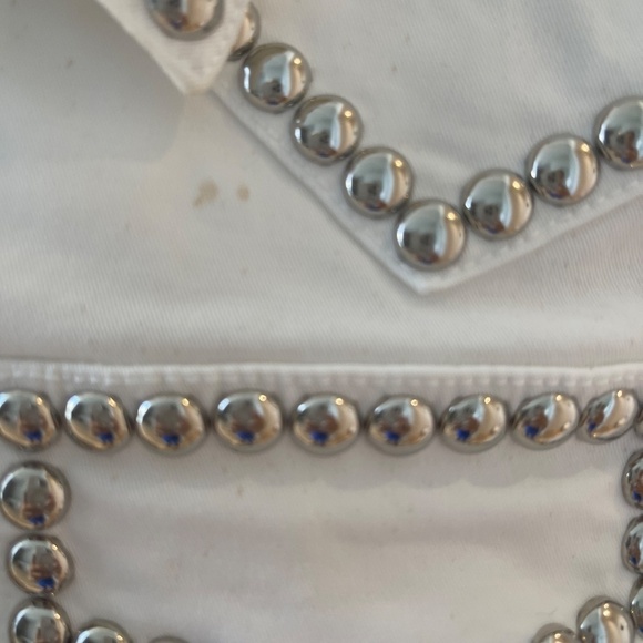 A.L.C STUDDED JACKET WHITE DENIM - Picture 11 of 13